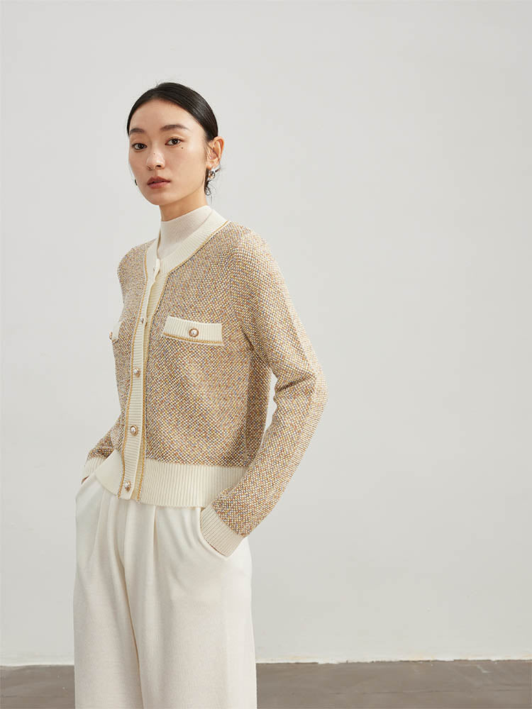 Chic Pearl Button Wool Short Sweater